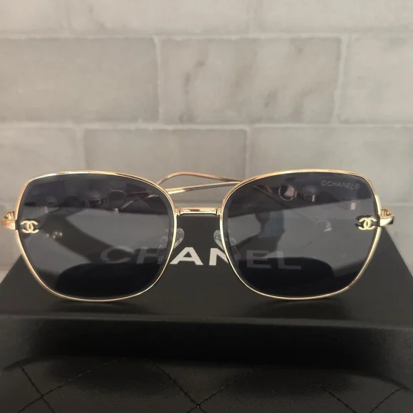 Chanel Gold and Black Sunglasses - Picture 3 of 9